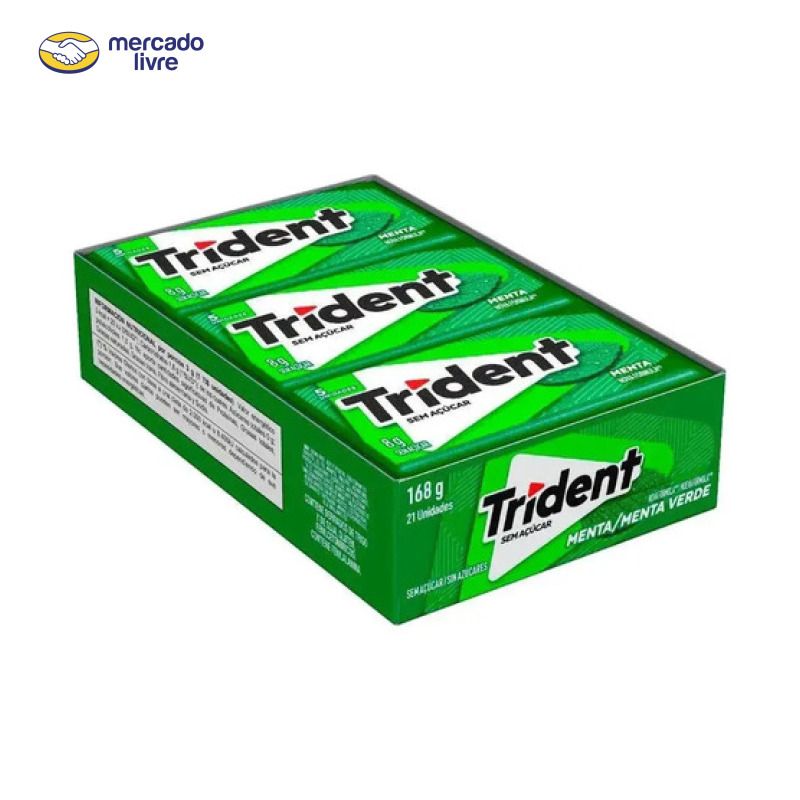 Trident Menta Sem Açúcar Caixa 21 Unidades 8g Chicletes