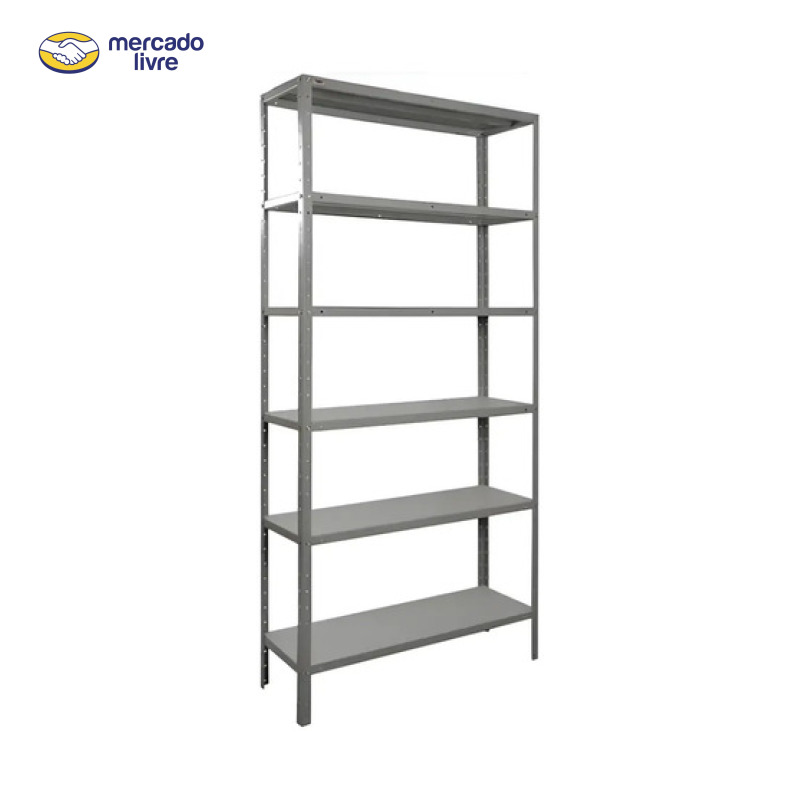 Estante Armário Prateleira de Aço 6 Bandejas Organizador Galvanizada Suporta 150kg 190cm x 90cm x 28cm
