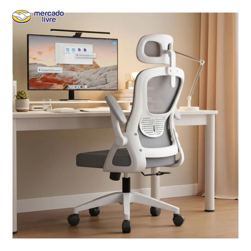 Cadeira De Escritório Ergonômica Giratória Astrella Mesh Cinza Mesh Sweet Studio