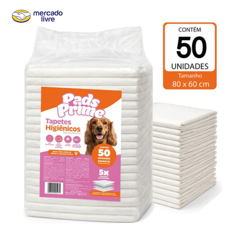 Tapete Higiênico 80x60 50un Pet Cachorro Cães Pads Prime
