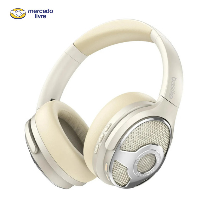 Fone De Ouvido Sem Fio, Com Função Caixa De Som, Microfone, Over-ear Fone, Gamer Headset Bluetooth, Cor Branco Basike Ba-fon6695