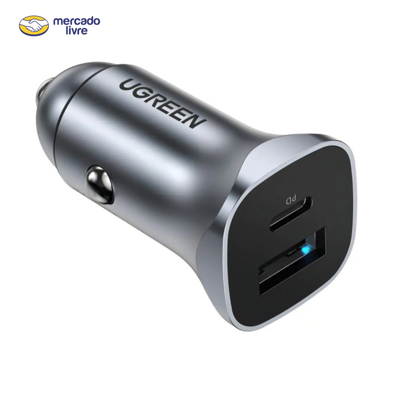 Carregador Veicular Tipo-c Pd + Usb Qc 24w Ugreen Cinza
