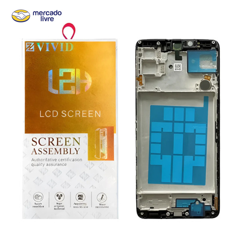 Tela Frontal Display Lcd Para Samsung M62 Com Aro Vivid Preto