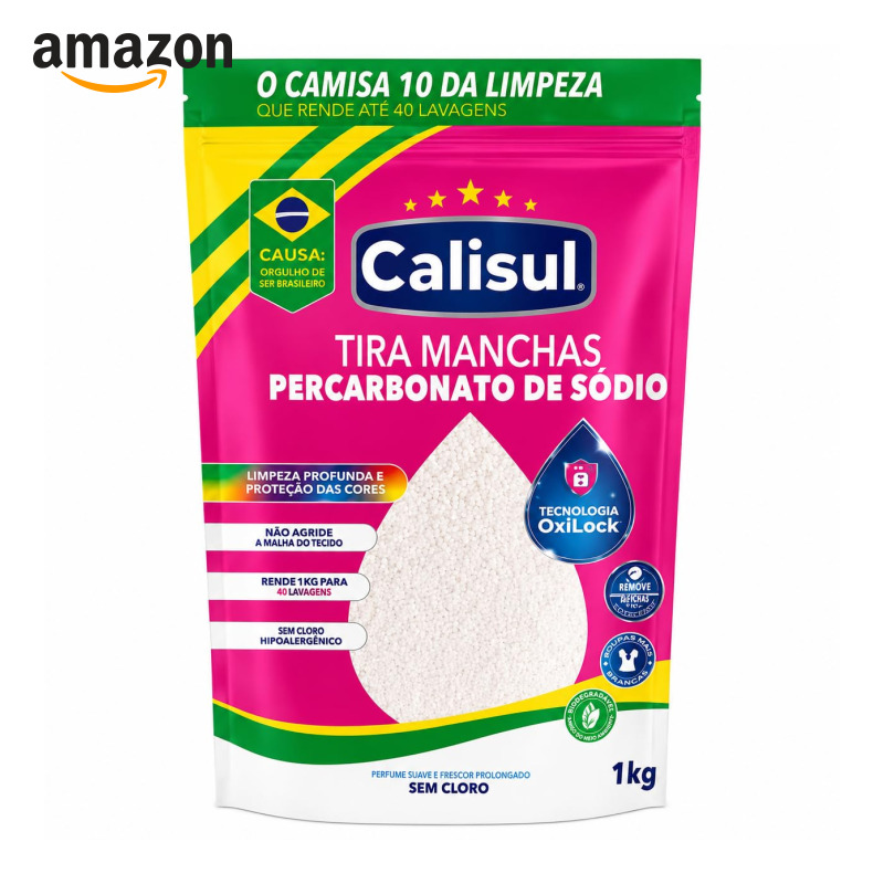 Percarbonato de Sódio Premium 1kg 100% Puro Tira Manchas Poderoso Roupas Brancas Coloridas Limpeza Doméstica Profunda Sem Clo