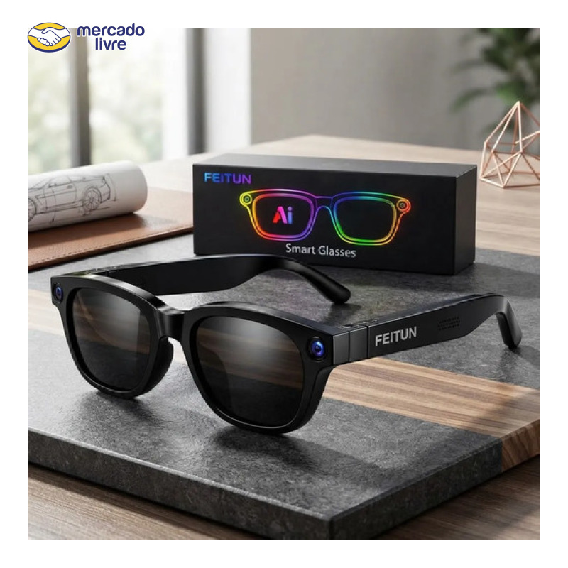 Óculos Inteligente Câmera Ai H8 Full Hd Tradução Bluetooth Preto