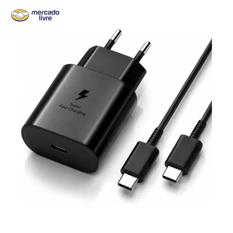 Carregador Turbo Usb-c Para Samsung Galaxy A15 A34 S23 S24 Preto