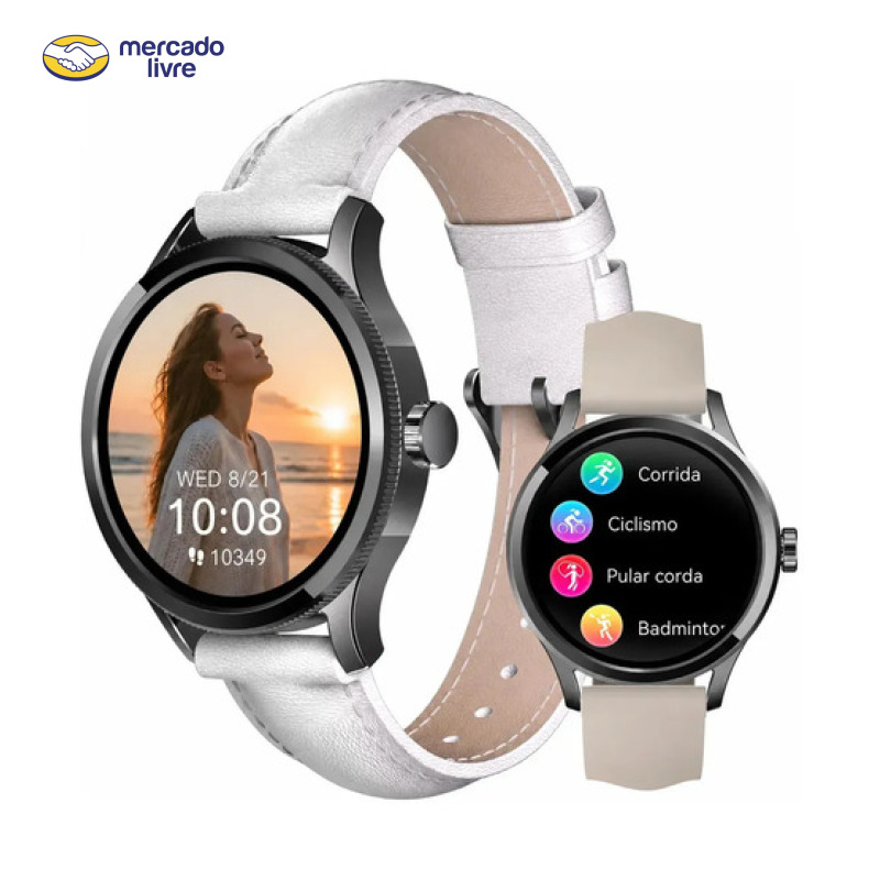 Relógio inteligente feminino Scykei Feel Neo preto Smartwatch Health and Sport White