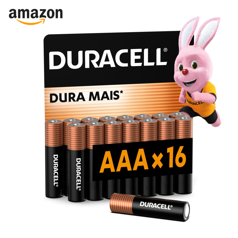 Duracell Pilha Alcalina AAA Palito Com 16 Unidades – Dura Mais – Ideal para Controles Remotos, Brinquedos e Lanternas