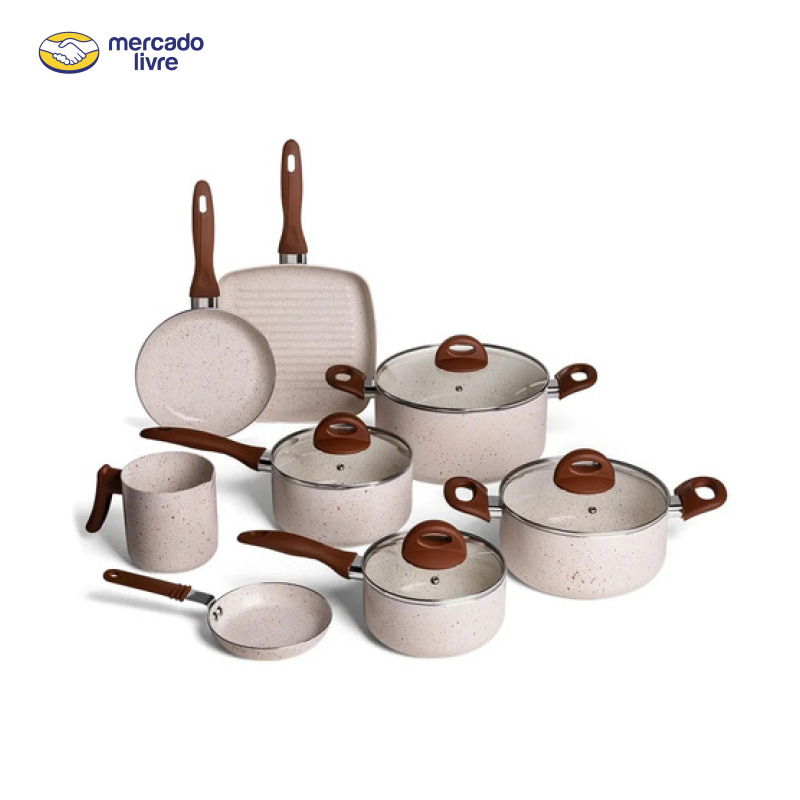 Conj de Panelas 8 Peças Ceramic Life Smart Plus Vanilla - Brinox