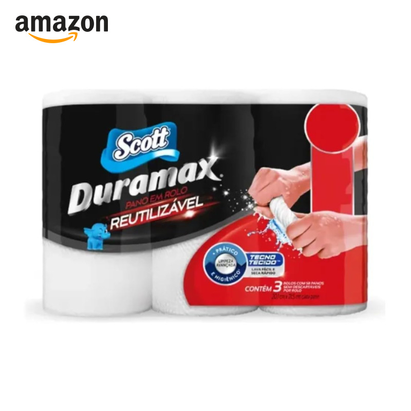 Scott Duramax Pano Reutilizável em Rolo, Branco, 174 Folhas (3 Unidades de 58 Folhas)
