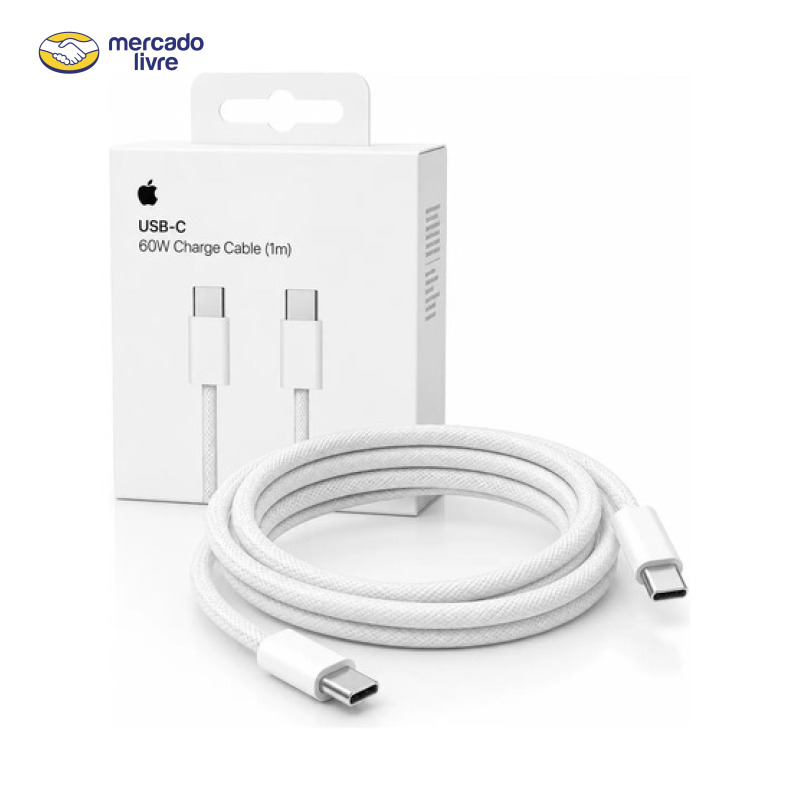 Cabo Usb-c Apple Original 60w 1m iPhone 15 16 17 Turbo Branco