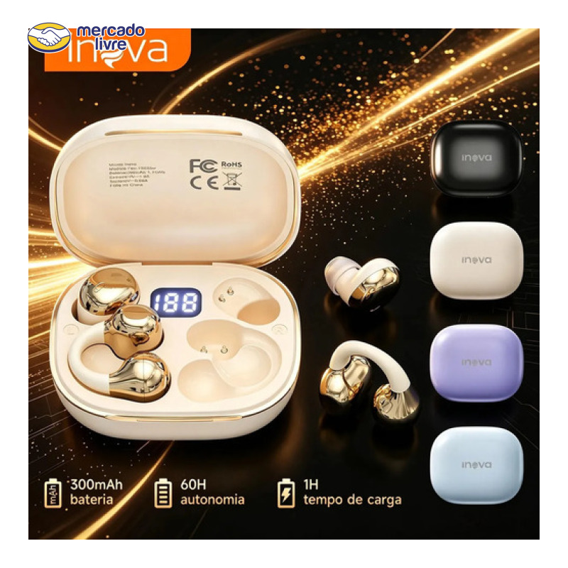 Fone de Ouvido Bluetooth 2 em 1 para Dormir e Esportes com Clip e TWS, IPX5 e Chamadas Nítidas