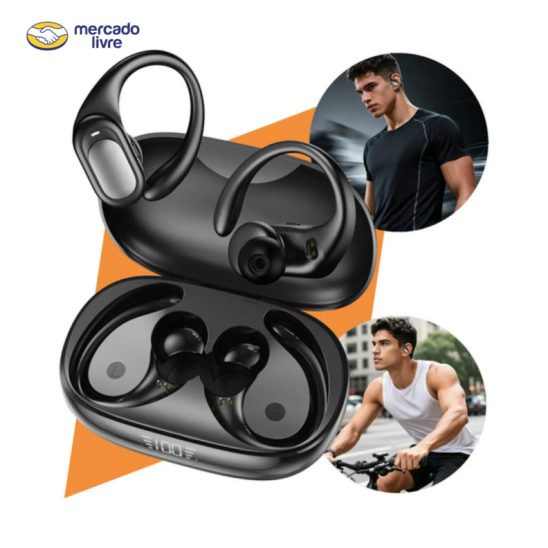 Fone De Ouvido Bluetooth Esportivo Compatível Com iPhone E Android Com Gancho E Sem Fio Ideal Para Academia E Corrida Ou Caminhada