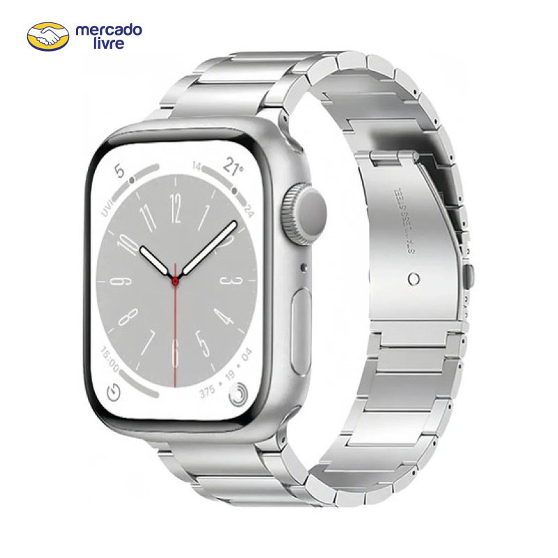 Pulseira De Aço Inoxidável Para Apple Watch 11 10 42/46/49mm Prata 44/45/49mms12/11/10 46mm