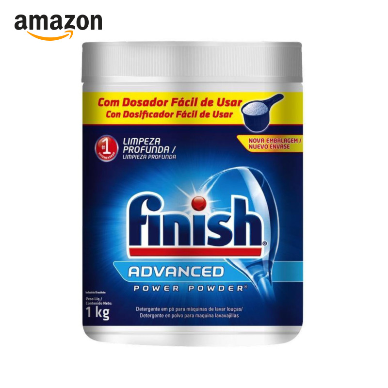 Finish Advanced Detergente para Lava Louças em Pó, Sabão Limpeza Profunda, 1kg