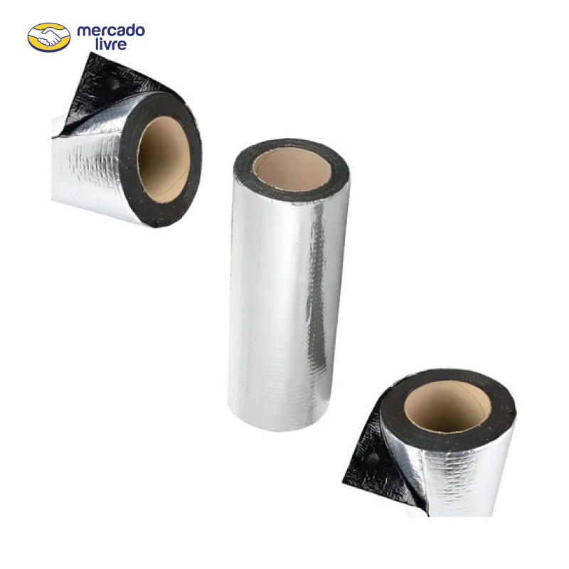 3 Mantas Asfáltica Aluminizada Telhado Auto Adesiva 45cmx10m