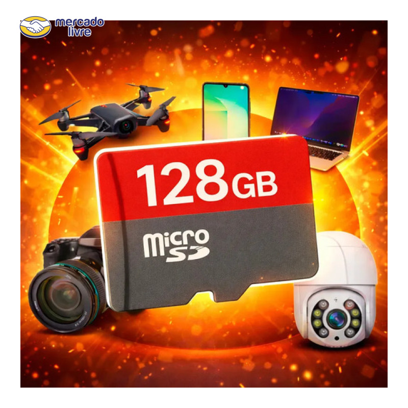 Cartão De Memória 128 Gb Para Câmeras Wi-fi Drones Micro Sd