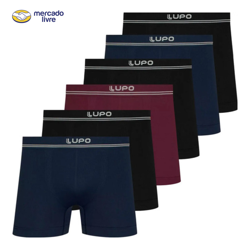 Kit 6 Cuecas Boxer Lupo Sem Costura Box Microfibra Original