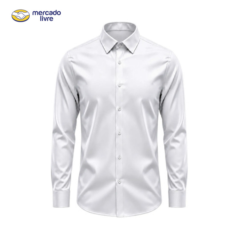 Camisa Social Masculina Slim Fit Premium Passa Facil Branco Liso G