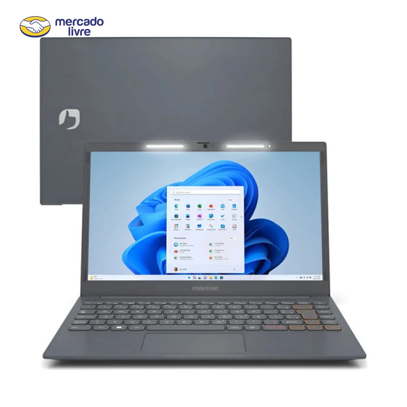 Notebook Positivo Vision C14 Lumina BAR Celeron 8GB RAM 128GB eMMC Windows 11 Tela 14" Polegadas HD Antirreflexo Tecla Link – Cinza