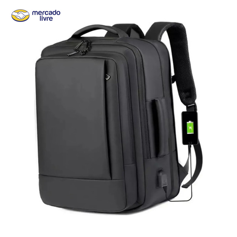 Mochila jiesipote-9242 À Prova D'água Reforçada Expansível Cor Preto
