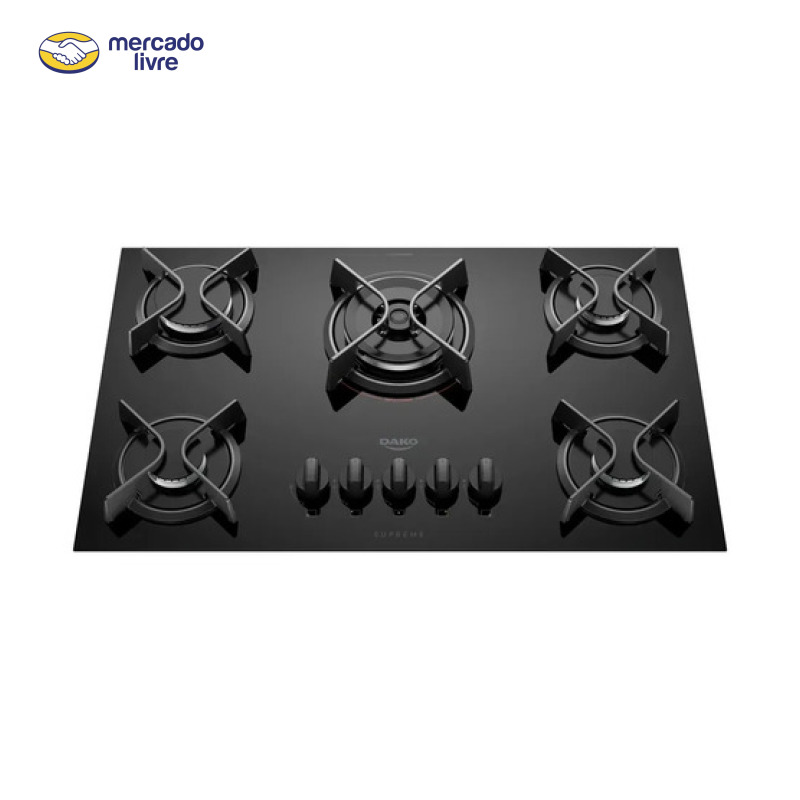 Cooktop 5 Bocas Dako Supreme Com Tripla Chama Preto Bivolt Preto