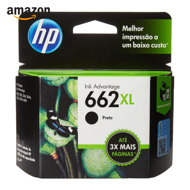 Cartucho HP 662XL Preto Original (CZ105AB) Para ImpressoraDeskJet 2516, 3516, 3546, 2546, 1516, 4646, 2646
