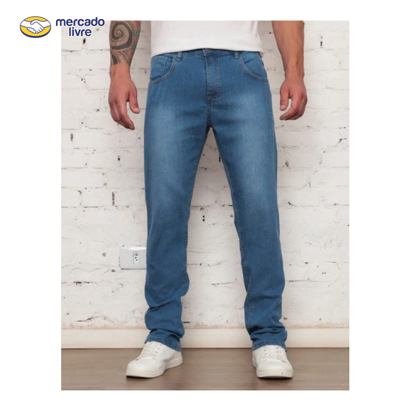 Calça Jeans Masculina Tradicional Corte Reto