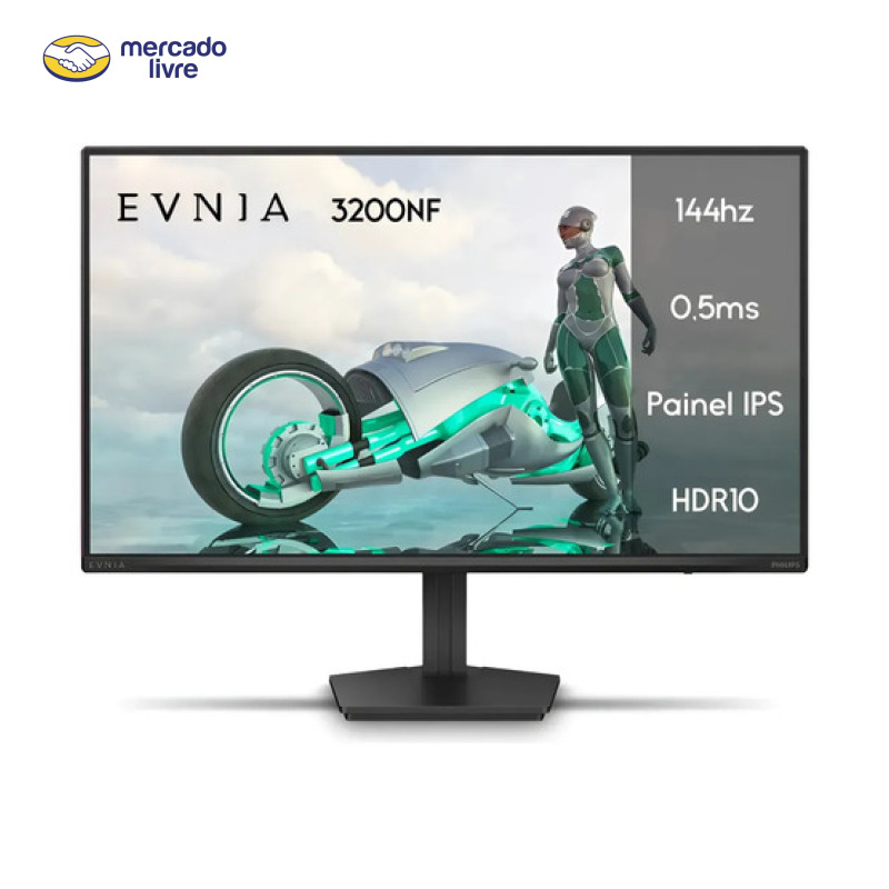 Monitor Gamer Phillips 24 Evnia Ips 144hz 0.5ms Wide Fullhd Preto 127/220v