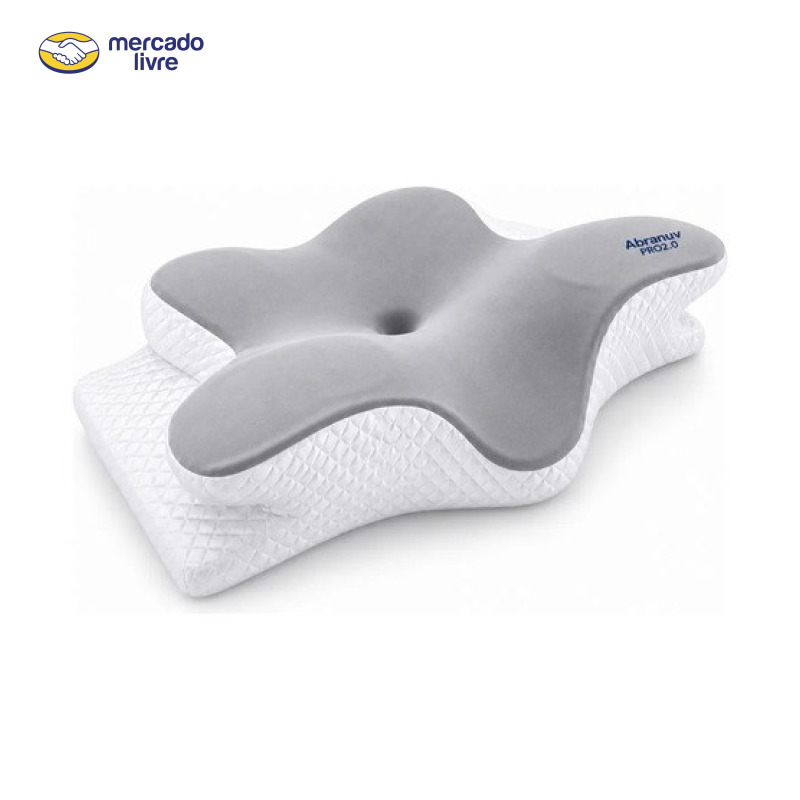 Travesseiro Cervical Abranuv Ergonômico Espuma Visco Dormir Branco