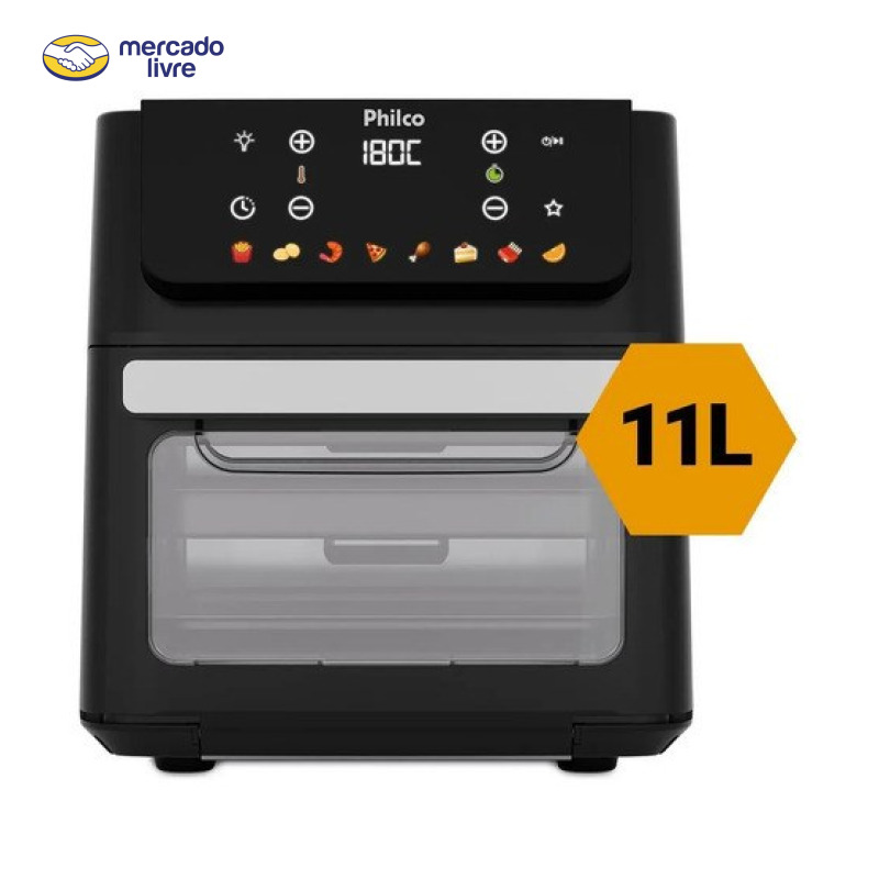 Fritadeira Air Fryer Oven 11 Litros 1800w 8 Funções Philco PAF11B