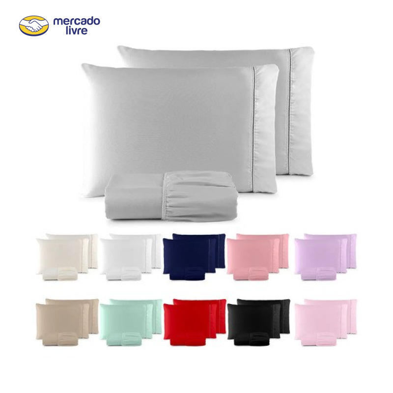 Jogo De Lençol 400 Fios Ponto Palito Cama Queen 3 Pçs Saldão