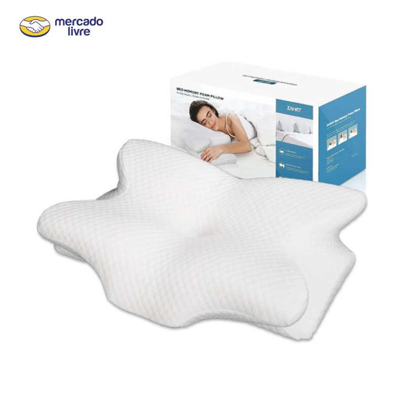 Travesseiro Antialérgico Ergonômico Cervical Memória Espuma Branco