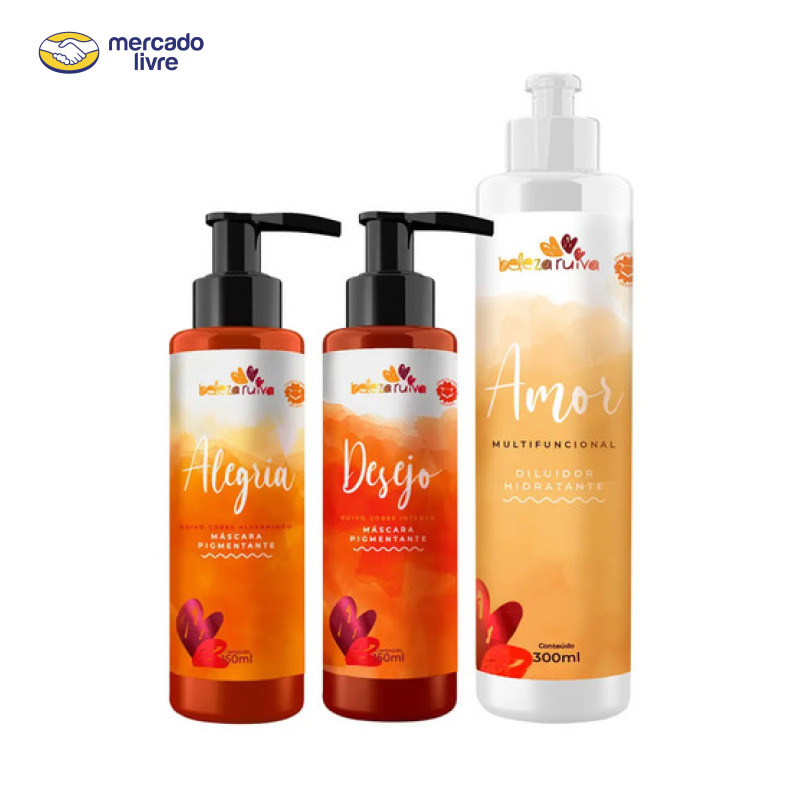 Kit Tonalizante Alegria + Desejo + Amor 300ml Beleza Ruiva Ruivo Cobre Alaranjado Alegria E Ruivo Cobre Intenso Desejo