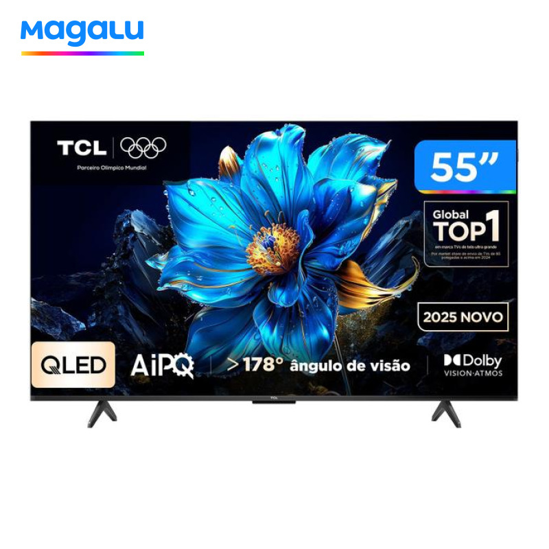 Smart TV 55" TCL 4K UHD QLED 55P7K Google TV AiPQ Google Assistente 3 HDMI 1 USB