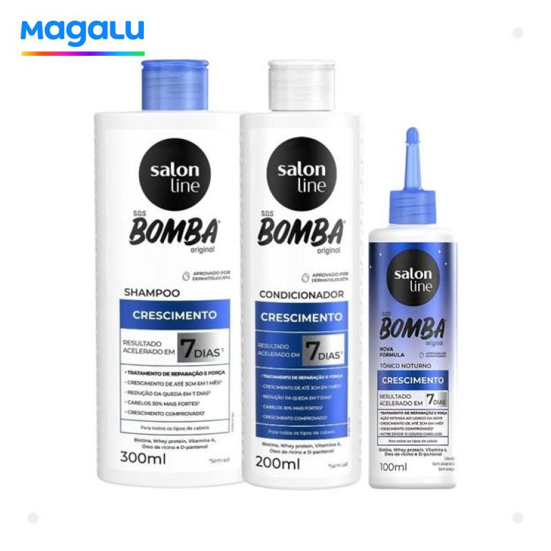 Kit Salon Line SOS Bomba Crescimento: Sh +Cond+ Tônico Not
