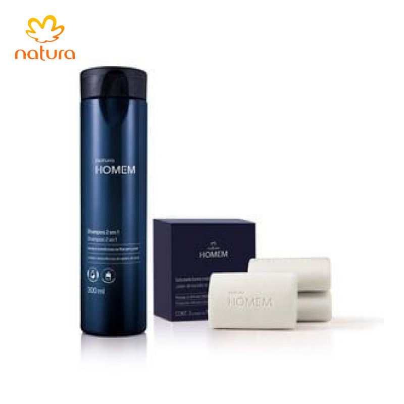 Kit Shampoo 2 em 1 e Sabonete Corpo e Barba Natura Homem (2 produtos)