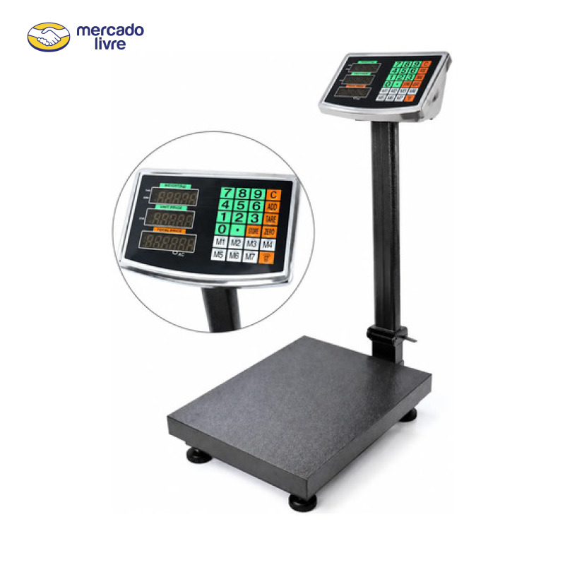 Balança Digital Plataforma 200kg Com Tecla Tara E Zero Led 127/220v Preto