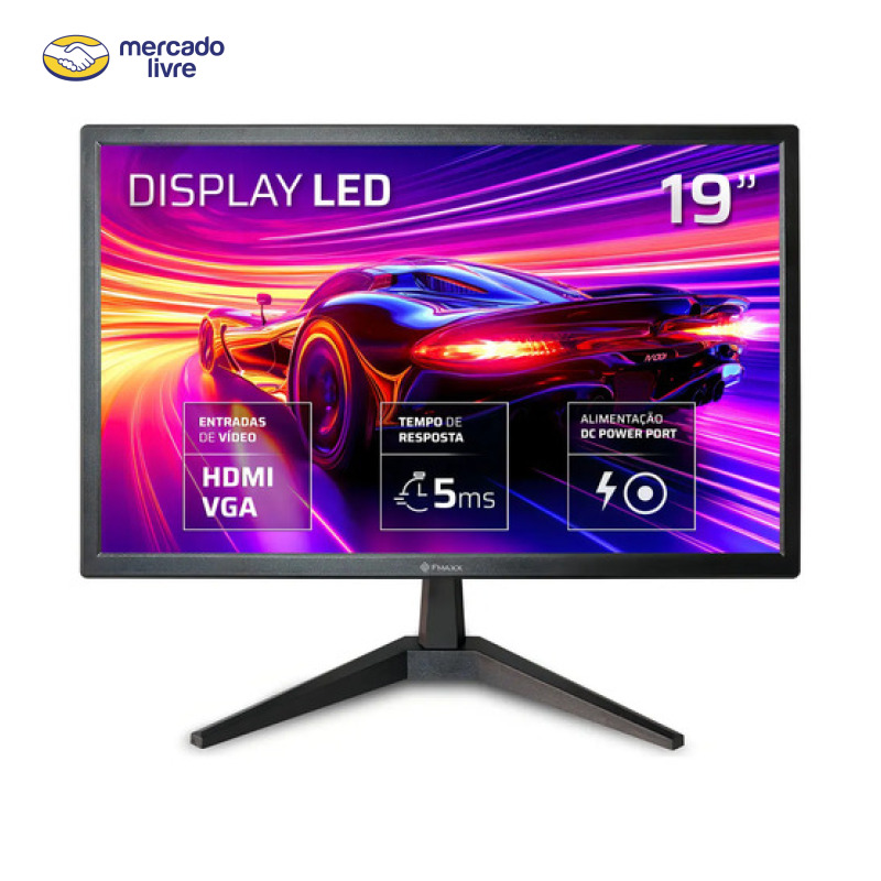 Monitor Fmaxx 19'' Led Com Hdmi Vga Vesa cor Preto MQ19V
