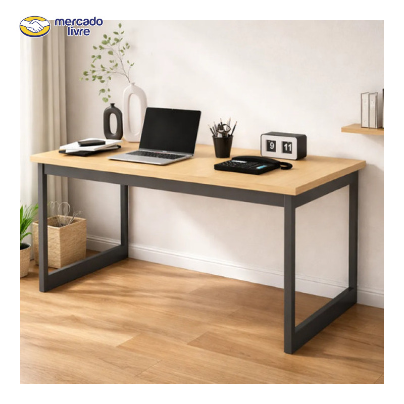 Mesa Escritório Mb Industrial 150x60cm Madeira E Metal