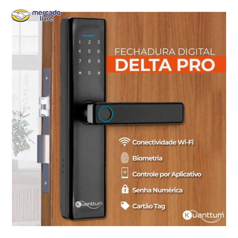 Fechadura Digital Kuanttum Delta Pro Wi-Fi Biométrica