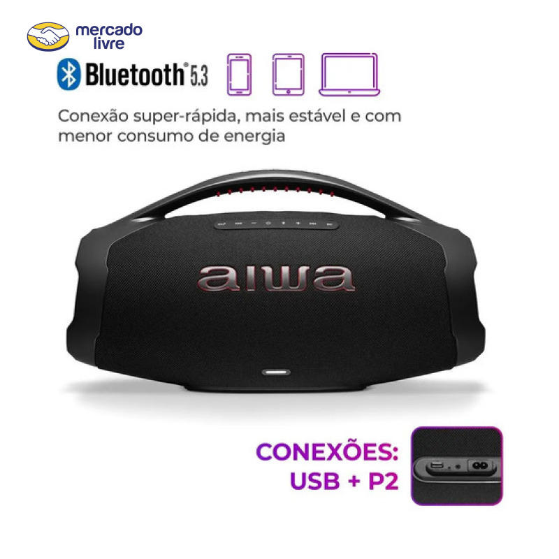 Caixa de Som AIWA Boombox Plus 200W Bivolt AWS-BBS-01-B