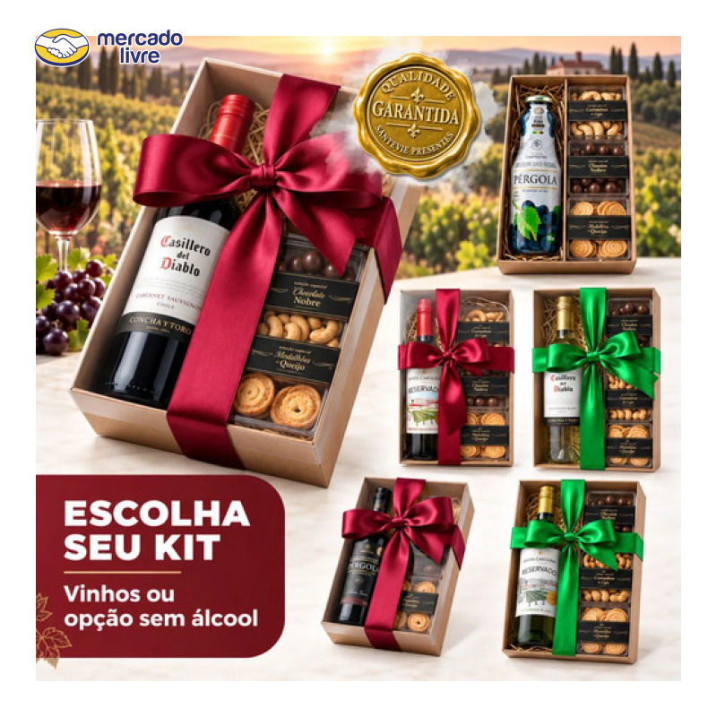 Kit Cesta Presente - Casillero Del Diablo + Opções De Vinho