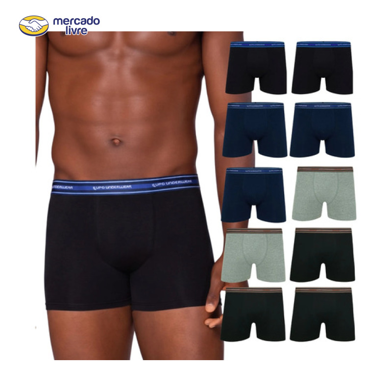 Kit 10 Cueca Boxer Lupo Algodão Cotton Conforto Original Box