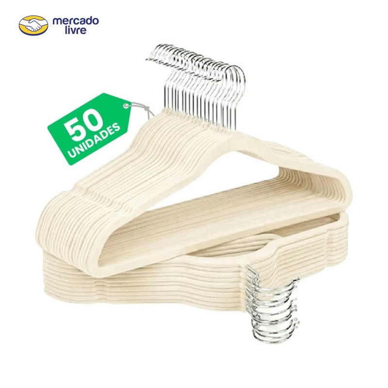 Kit Cabides Veludo De Roupa Antideslizante Slim Adulto 50 Un