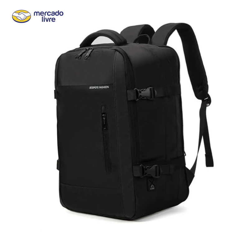 Mochila sem gênero, impermeável, reforçada, com capacidade ampliada de 30-42L, adequada para portátil, viagens diárias, cor preta