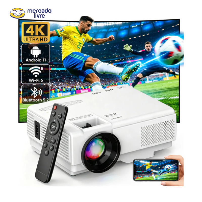 Projetor Android 4k M10 Smart 5g Wifi Bluetooth5.2 Portátil Tv Full Hd