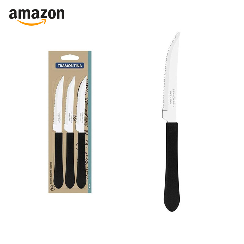 Conjunto 3 Facas Inox, Preto, Tramontina