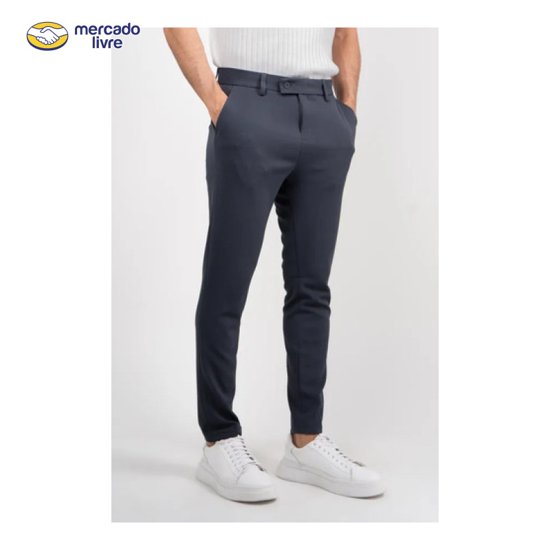 Calça Social Alfaiataria Masculina Malha Elastano Stretch