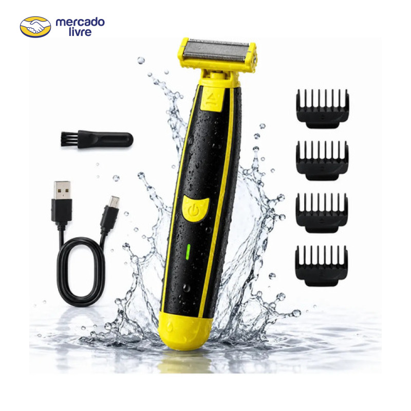 Aparador De Pelos Elétrico Prova D'água Barbear E Depilar Preto 127/220v